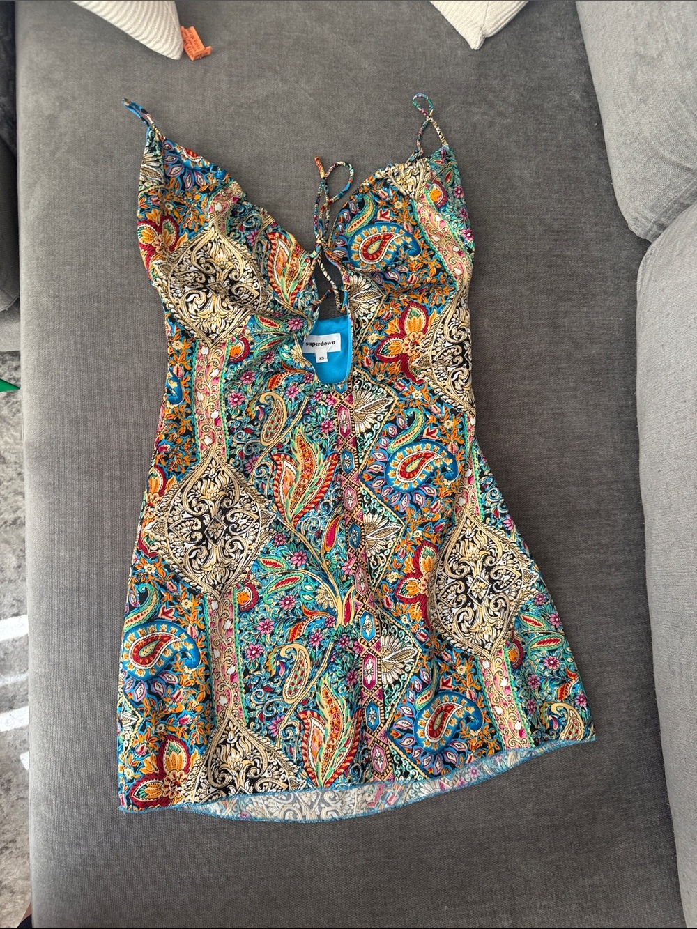 superdown Multicolor Paisley Spaghetti-Strap Cami Dress